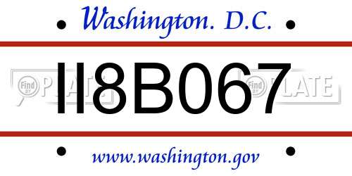 II8B067 District Of Columbia License Plate