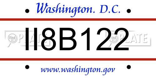 II8B122 District Of Columbia License Plate