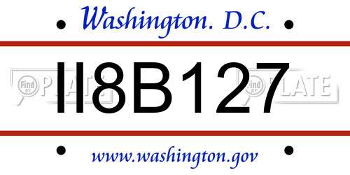 II8B127 District Of Columbia License Plate