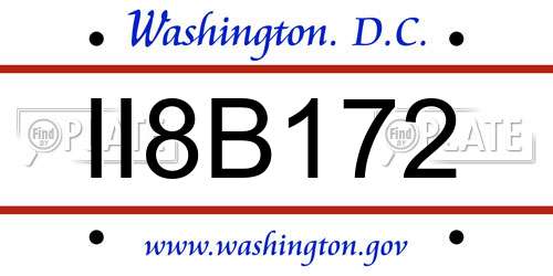 II8B172 District Of Columbia License Plate