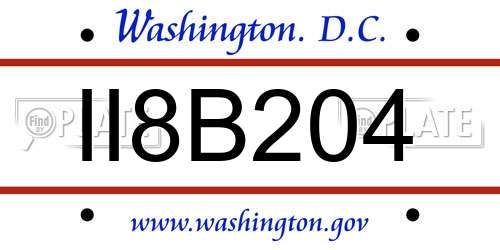 II8B204 District Of Columbia License Plate