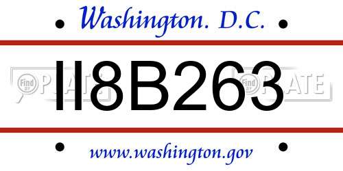 II8B263 District Of Columbia License Plate