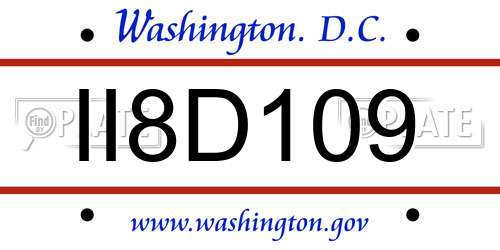 II8D109 District Of Columbia License Plate