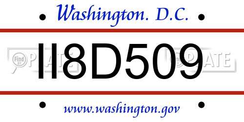 II8D509 District Of Columbia License Plate
