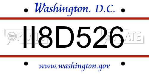 II8D526 District Of Columbia License Plate