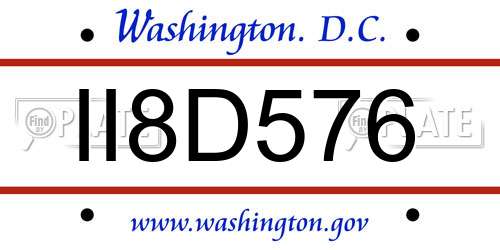 II8D576 District Of Columbia License Plate