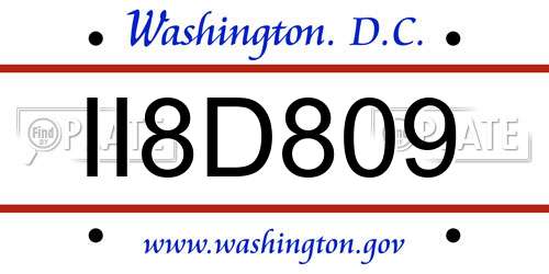 II8D809 District Of Columbia License Plate