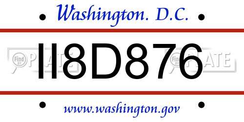 II8D876 District Of Columbia License Plate