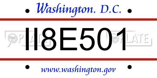 II8E501 District Of Columbia License Plate