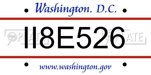 II8E526 District Of Columbia License Plate