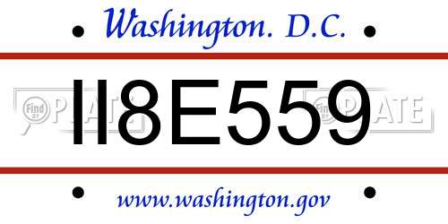 II8E559 District Of Columbia License Plate