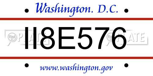 II8E576 District Of Columbia License Plate