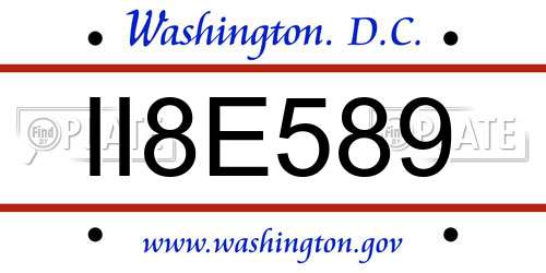 II8E589 District Of Columbia License Plate