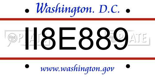 II8E889 District Of Columbia License Plate