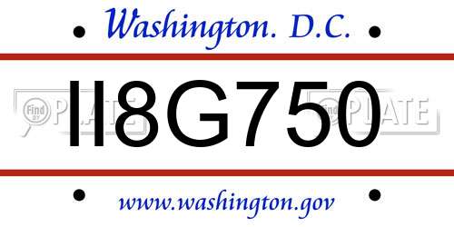 II8G750 District Of Columbia License Plate