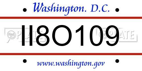 II8O109 District Of Columbia License Plate