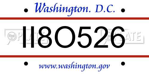 II8O526 District Of Columbia License Plate
