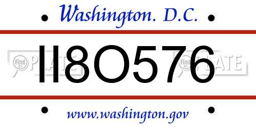 II8O576 District Of Columbia License Plate