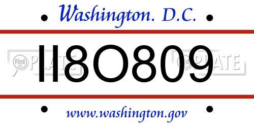 II8O809 District Of Columbia License Plate