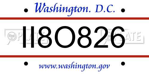II8O826 District Of Columbia License Plate