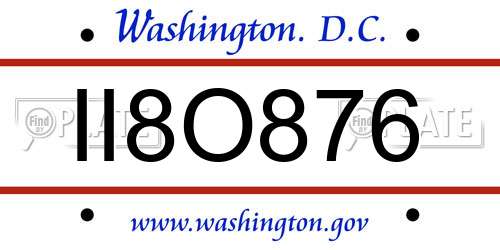 II8O876 District Of Columbia License Plate