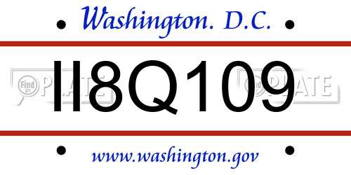 II8Q109 District Of Columbia License Plate