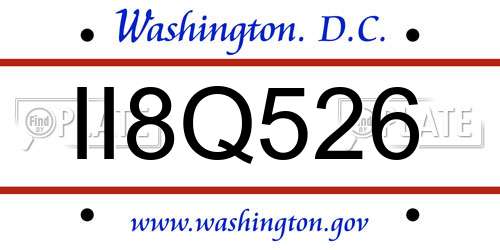 II8Q526 District Of Columbia License Plate