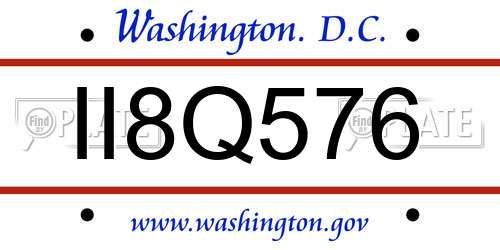 II8Q576 District Of Columbia License Plate
