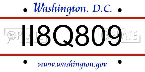 II8Q809 District Of Columbia License Plate