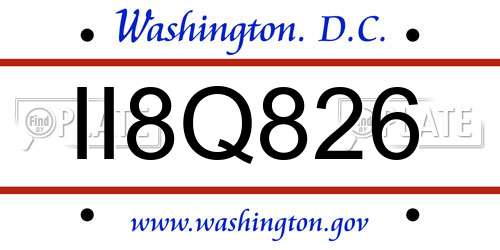 II8Q826 District Of Columbia License Plate