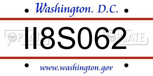 II8S062 District Of Columbia License Plate