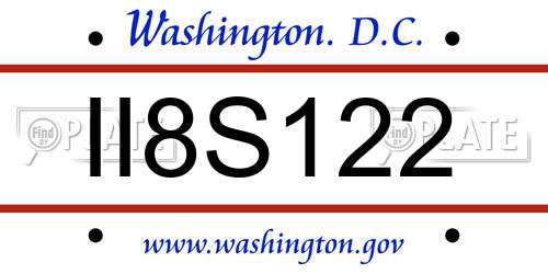 II8S122 District Of Columbia License Plate