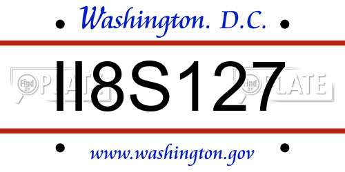 II8S127 District Of Columbia License Plate