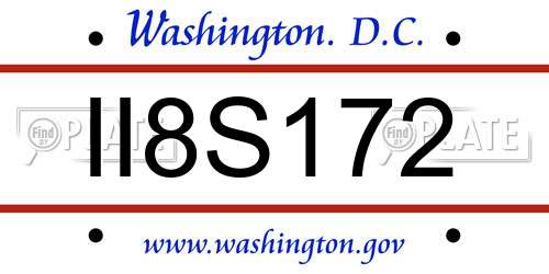 II8S172 District Of Columbia License Plate