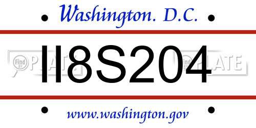 II8S204 District Of Columbia License Plate