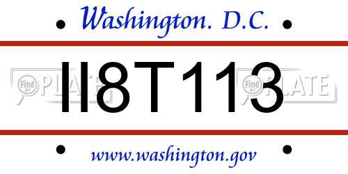 II8T113 District Of Columbia License Plate