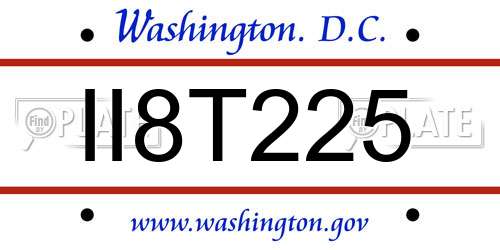 II8T225 District Of Columbia License Plate
