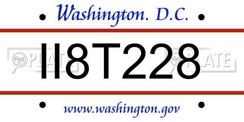 II8T228 District Of Columbia License Plate