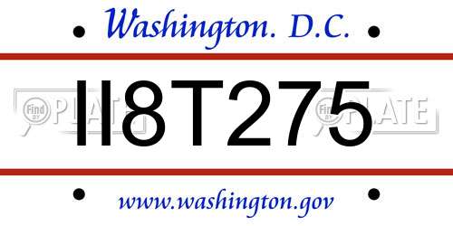 II8T275 District Of Columbia License Plate