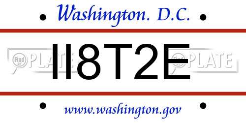 II8T2E District Of Columbia License Plate