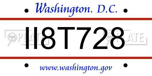 II8T728 District Of Columbia License Plate