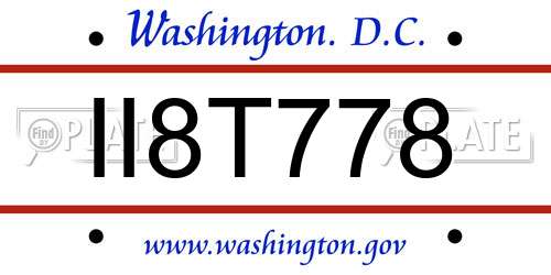 II8T778 District Of Columbia License Plate