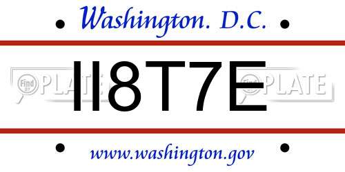 II8T7E District Of Columbia License Plate