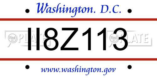 II8Z113 District Of Columbia License Plate