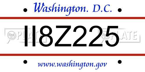 II8Z225 District Of Columbia License Plate