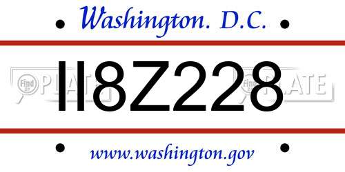 II8Z228 District Of Columbia License Plate