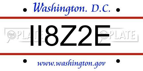 II8Z2E District Of Columbia License Plate