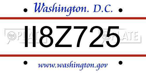 II8Z725 District Of Columbia License Plate