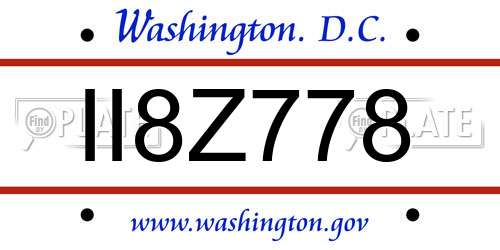 II8Z778 District Of Columbia License Plate