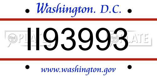 II93993 District Of Columbia License Plate